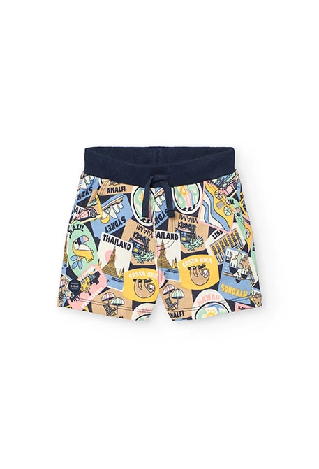 Bermudas de felpa para bebé menino com estampado