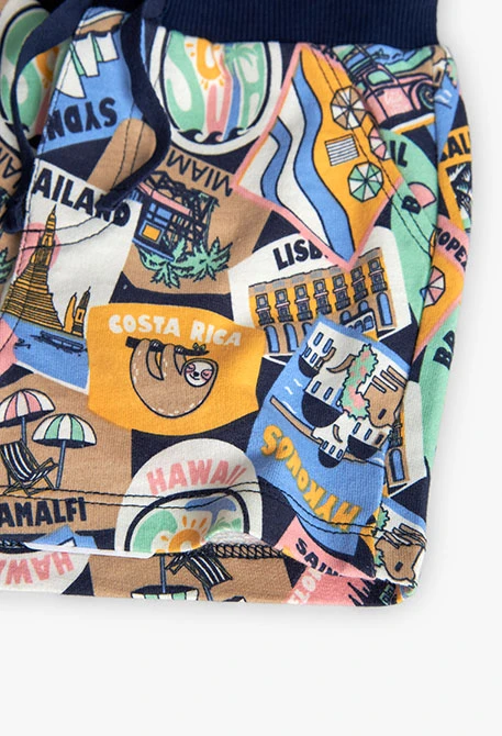 Bermudas de felpa para bebé menino com estampado