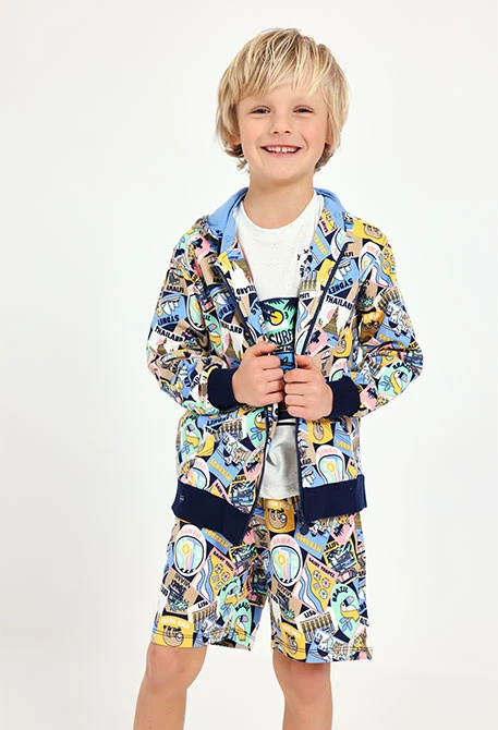 Fleece shorts for baby boy with print