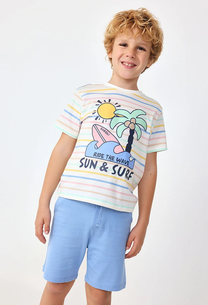 Baby boy knit T-shirt and shorts set in multicolour
