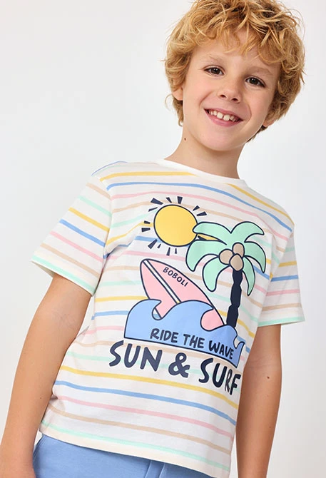 Set aus T-Shirt und kurzer Strickhose für Babys in mehrfarbig