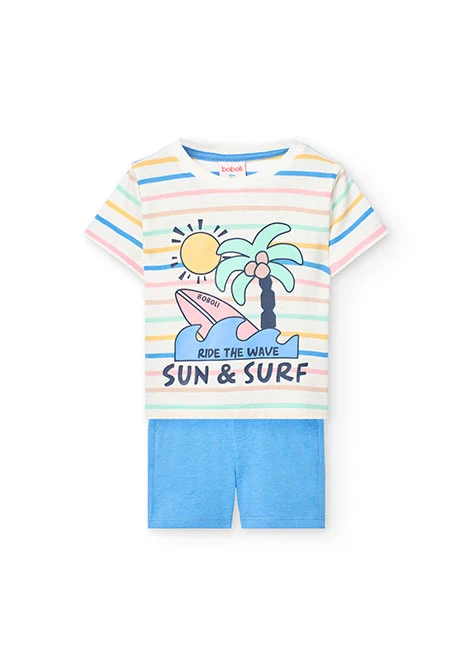 Conjunto de camiseta y pantalón corto de punto para bebé niño en multicolor