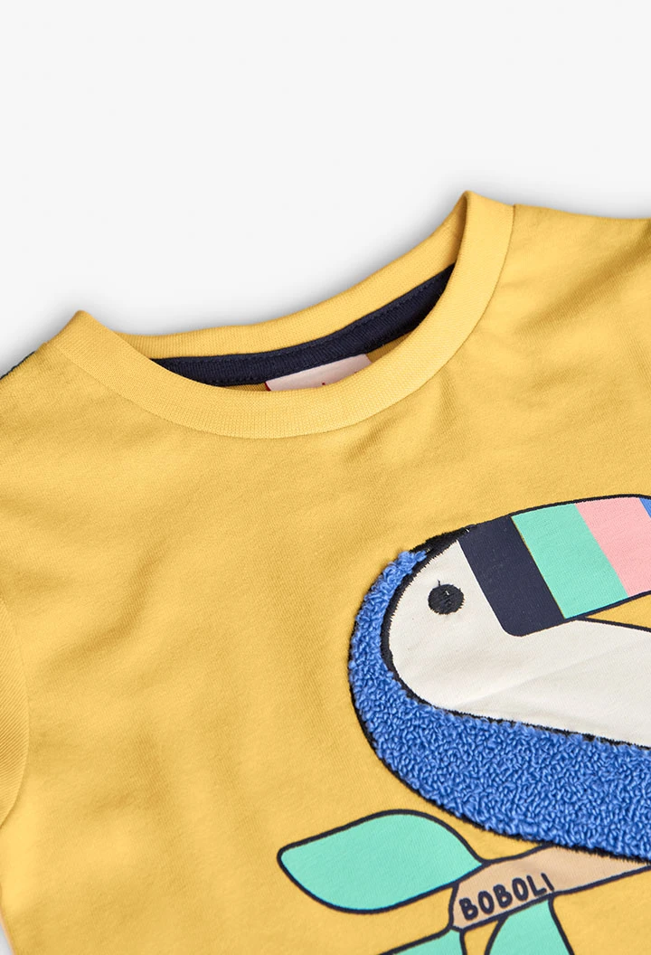 Baby-Jungen-Strick-T-Shirt in Gelb mit Tukan-Print