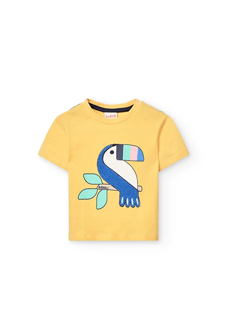 T-shirt in maglia per neonato in giallo con stampa di tucano
