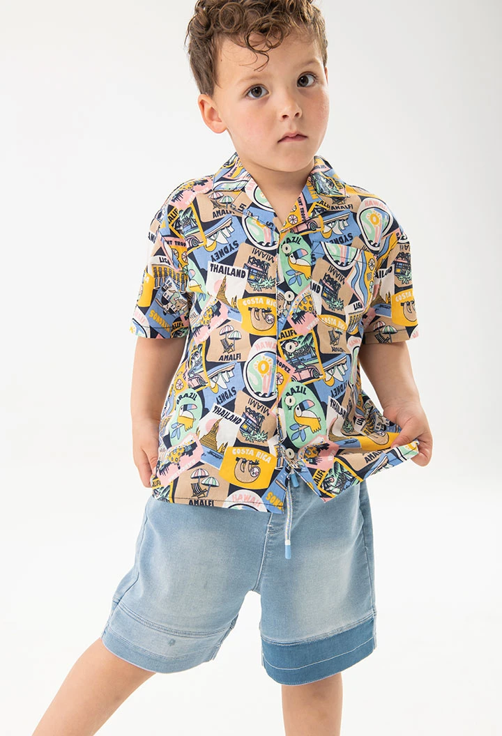 Bermuda in maglia per bambino in colore bleach