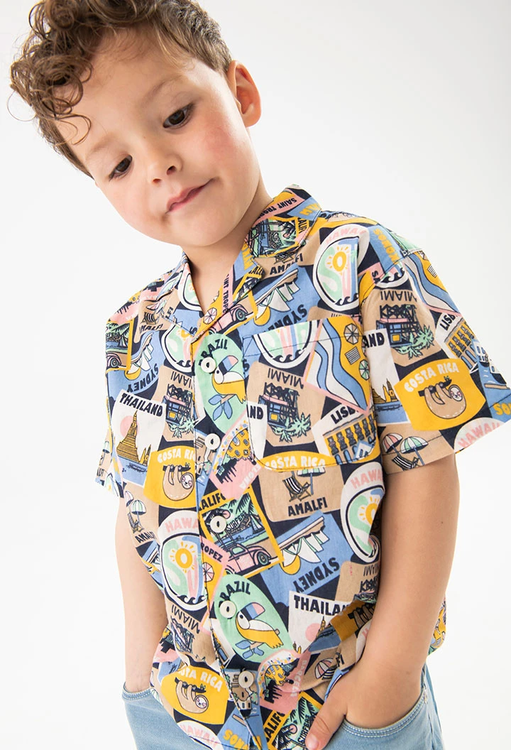Camicia in popeline per neonata con stampa