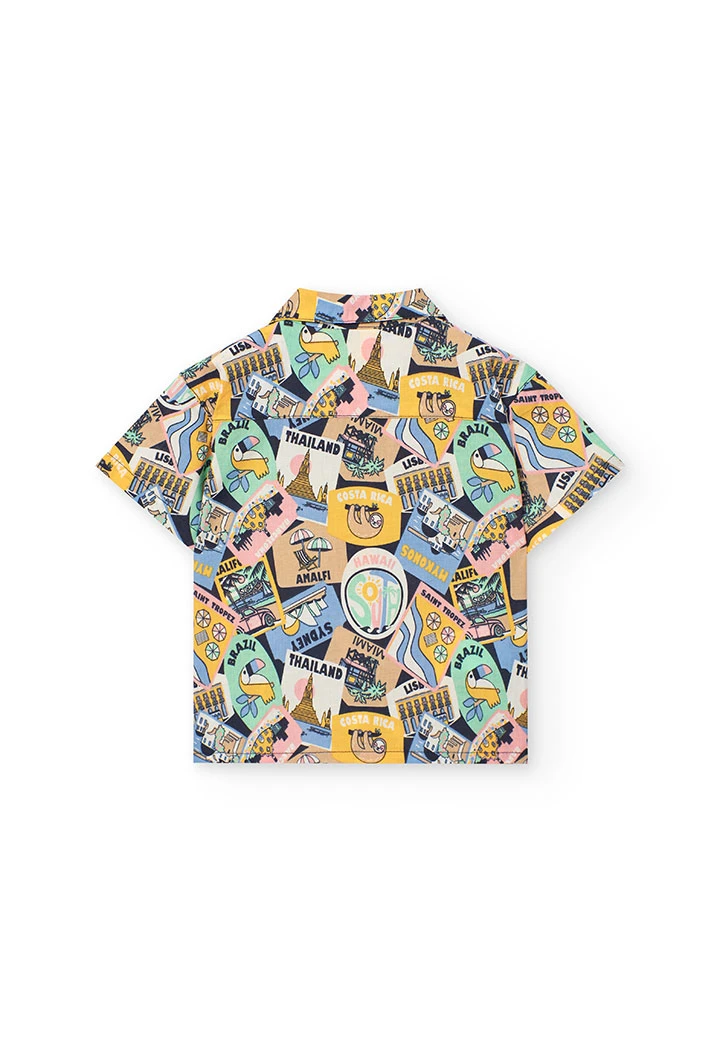 Camicia in popeline per neonata con stampa