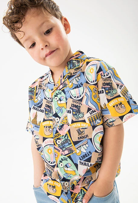 Camisa de popelina para bebé menina com estampado