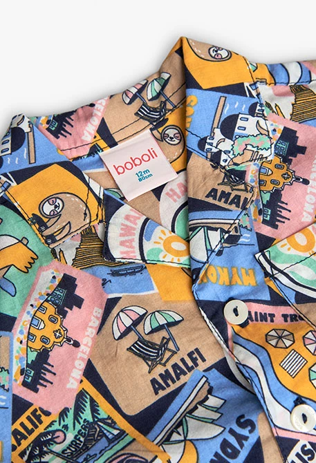 Camisa de popelina para bebé menina com estampado