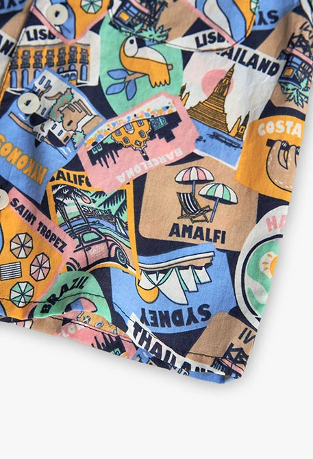 Camisa de popelina para bebé menina com estampado