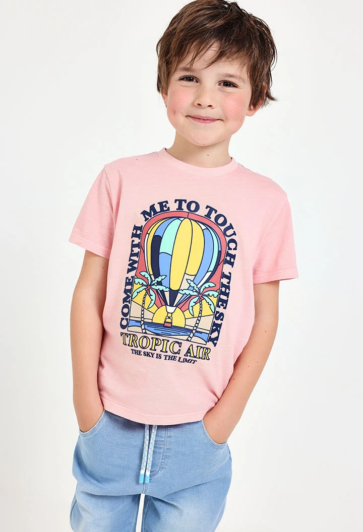 T-shirt en maille pour bébé garçon de couleur rose