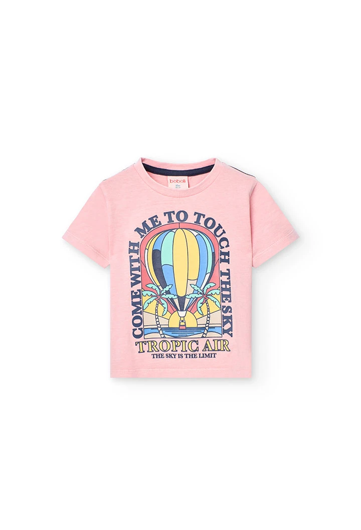 T-shirt en maille pour bébé garçon de couleur rose