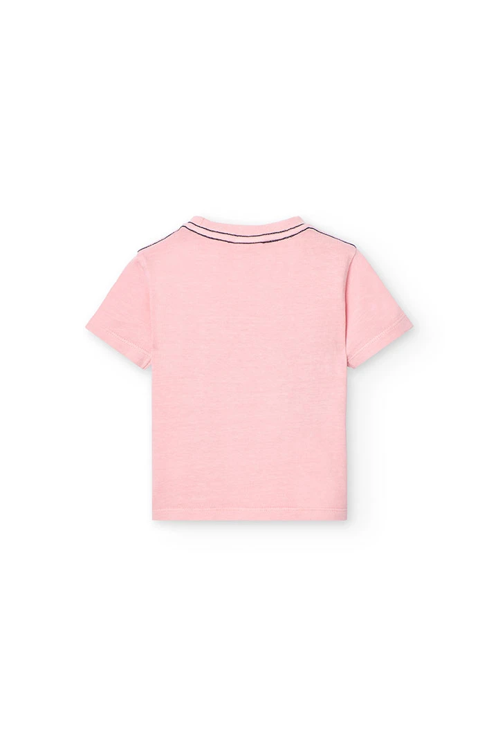 T-shirt en maille pour bébé garçon de couleur rose