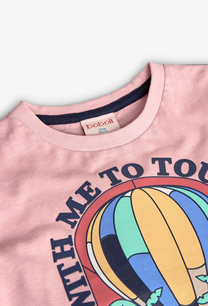 T-shirt en maille pour bébé garçon de couleur rose