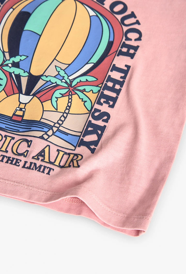 T-shirt en maille pour bébé garçon de couleur rose