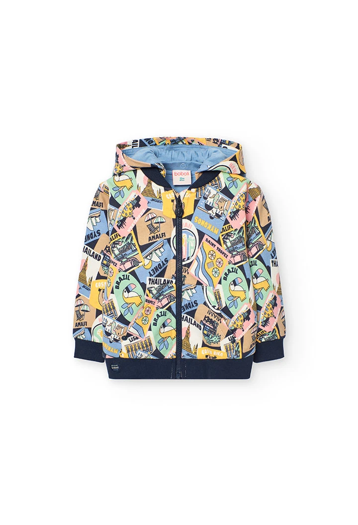 Baby boy fleece jacket with print