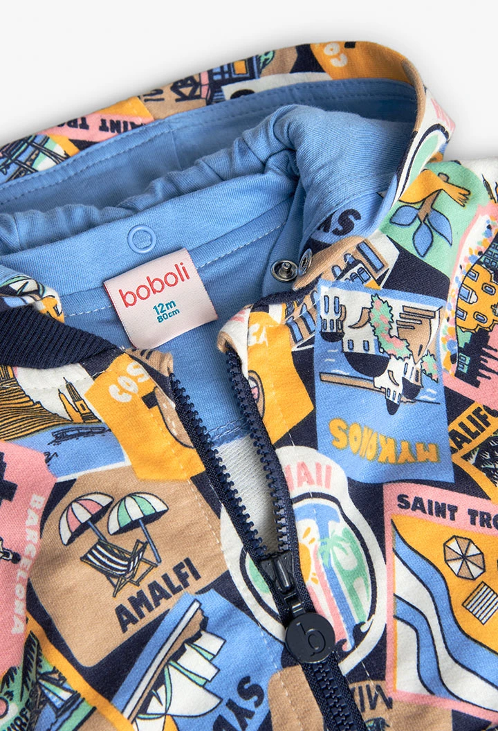 Baby boy fleece jacket with print