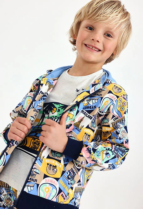 Veste en molleton pour bébé garçon avec imprimé.