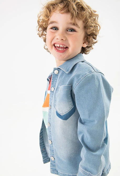 Strick-Denimhemd für Babys in der Farbe BLEACH