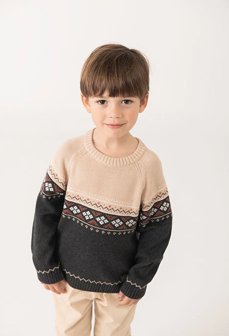 Pull garçon en tons gris