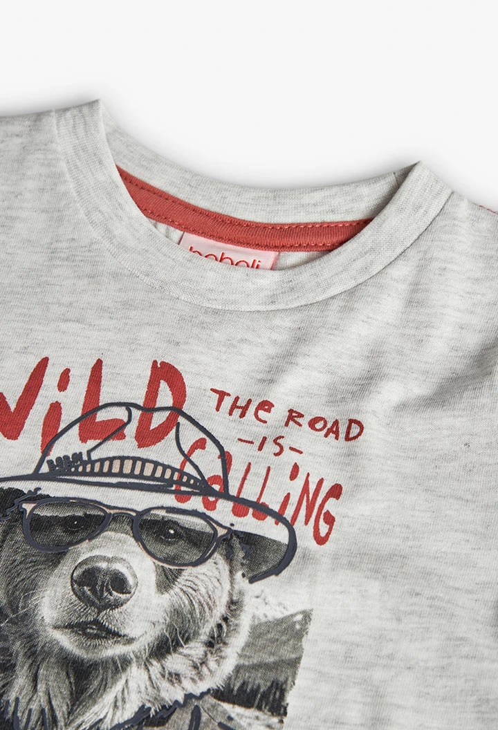 T-shirt de menino de malha branca