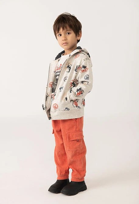 Pantalon cargo garçon maille orange