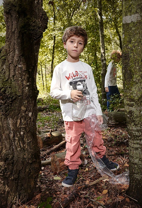 Pantaloni cargo bambino maglia arancione