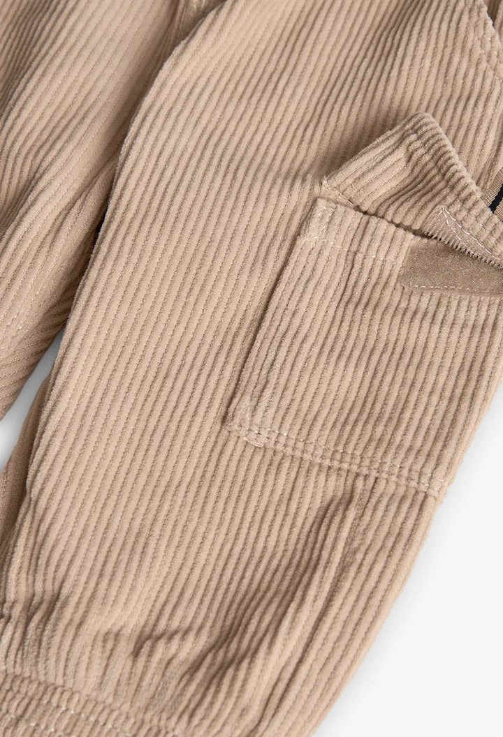 Pantaloni cargo da bambino in velluto a coste beige