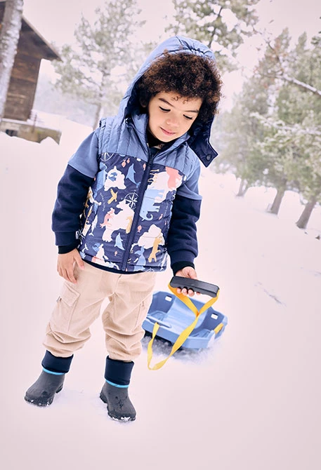 Pantalon cargo enfant en velours côtelé beige