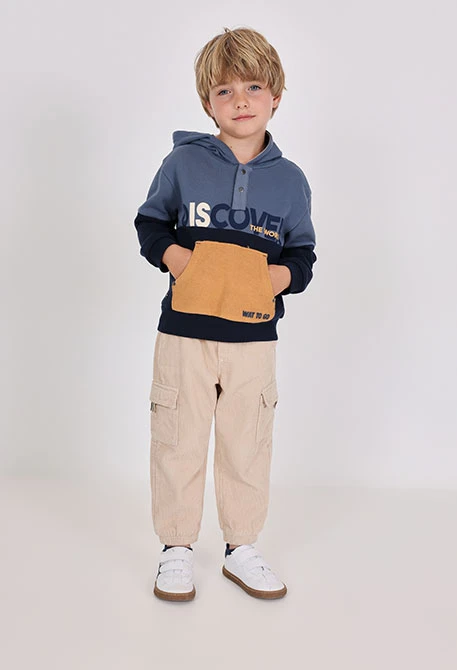 Pantalón cargo niño pana beige