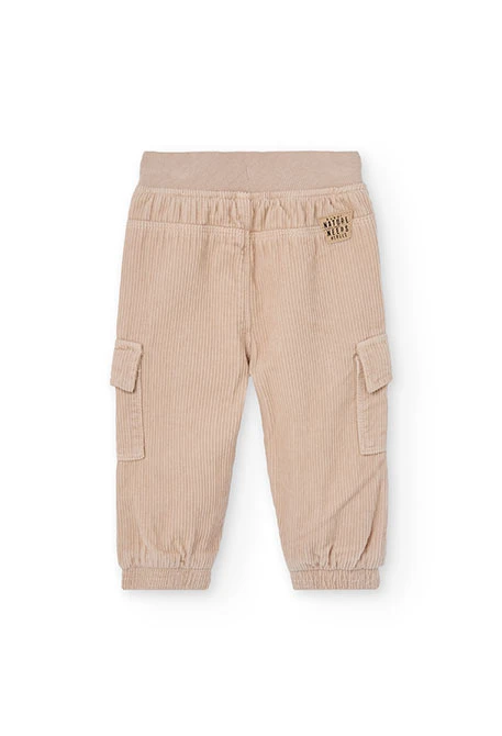 Pantaloni cargo da bambino in velluto a coste beige