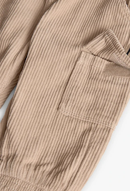 Pantaloni cargo da bambino in velluto a coste beige