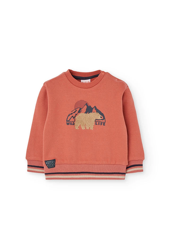 Orange fleece sweatshirt for boy