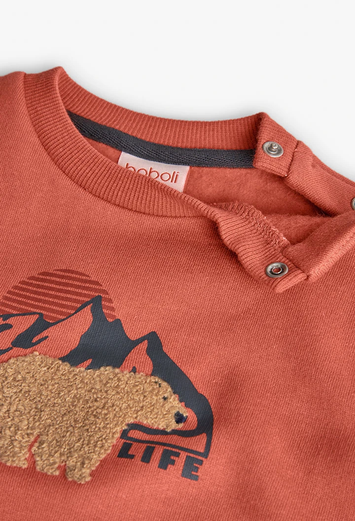 Orange fleece sweatshirt for boy