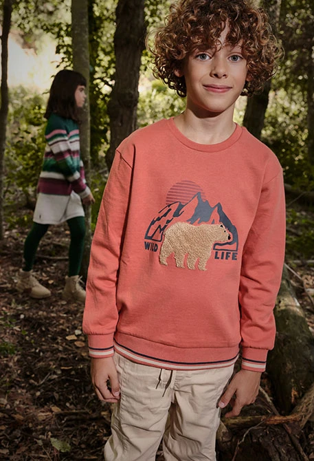 Sweat-shirt garçon en molleton orange