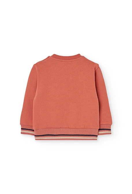 Kapuzenpullover Jungen orange aus Frottee