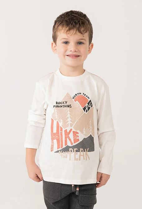 Jungen-T-Shirt aus weißem Strickstoff