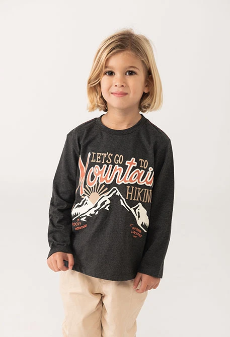 Grey mountain print boy´s T-shirt