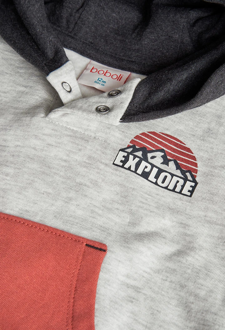 Sweat-shirt garçon en peluche enfant en écru