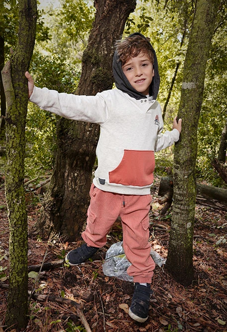 Sweat-shirt garçon en peluche enfant en écru