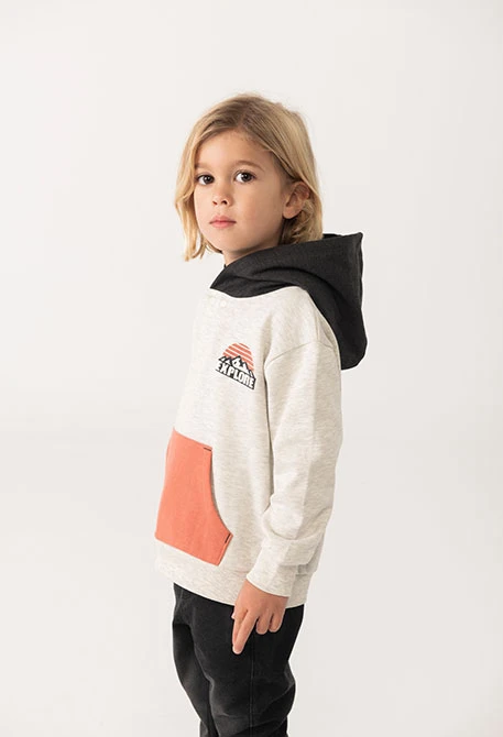 Sweat-shirt garçon en peluche enfant en écru