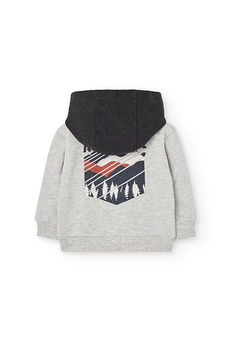 Sweat-shirt garçon en peluche enfant en écru