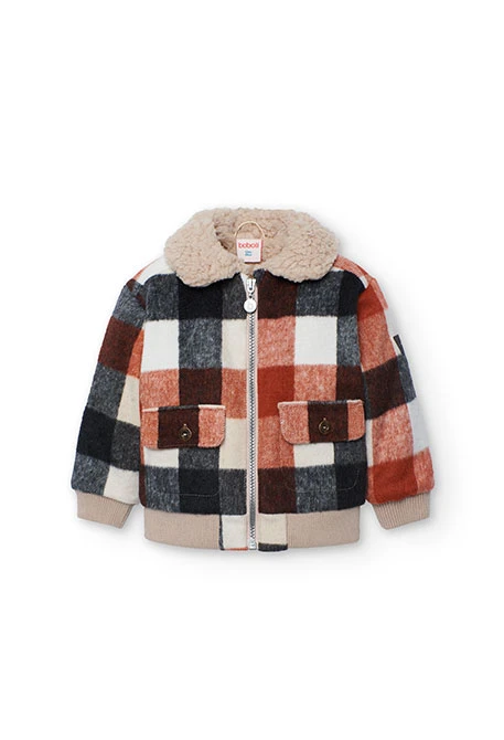 Veste garçon en maille à carreaux