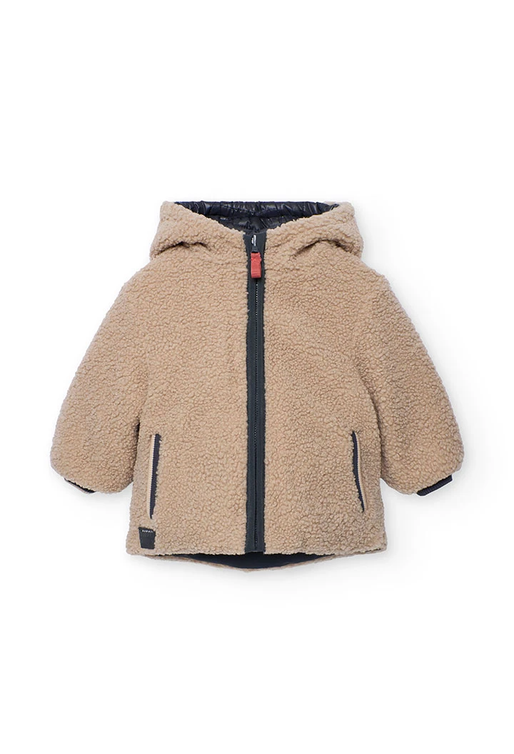 Boy´s reversible technical fabric parka in grey