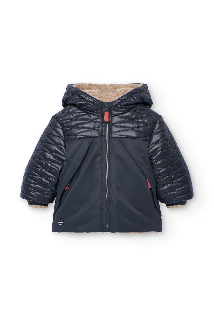 Reversible graues technische Gewebe Parka für Jungen