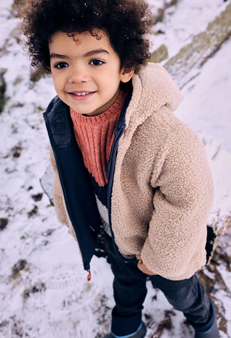 Parka bambino tessuto tecnico reversibile grigio