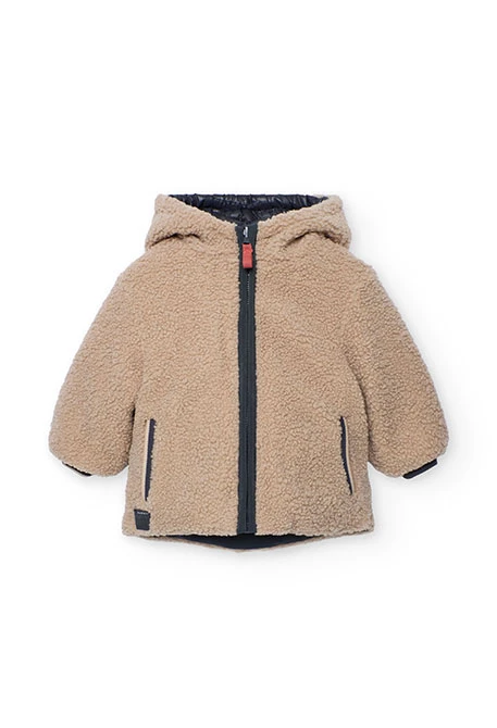 Boy´s reversible technical fabric parka in grey