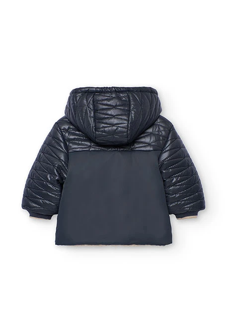 Parka bambino tessuto tecnico reversibile grigio