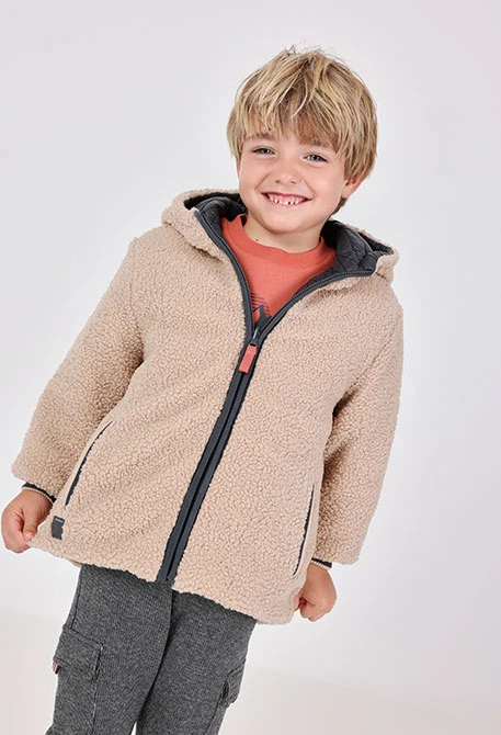 Boy´s reversible technical fabric parka in grey