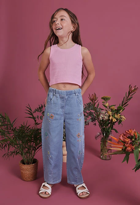 Pantalone bambina denim